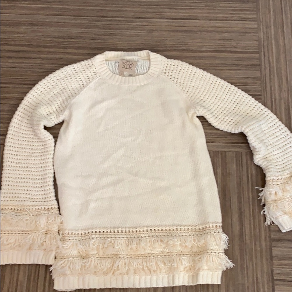 Cream fringe sweater